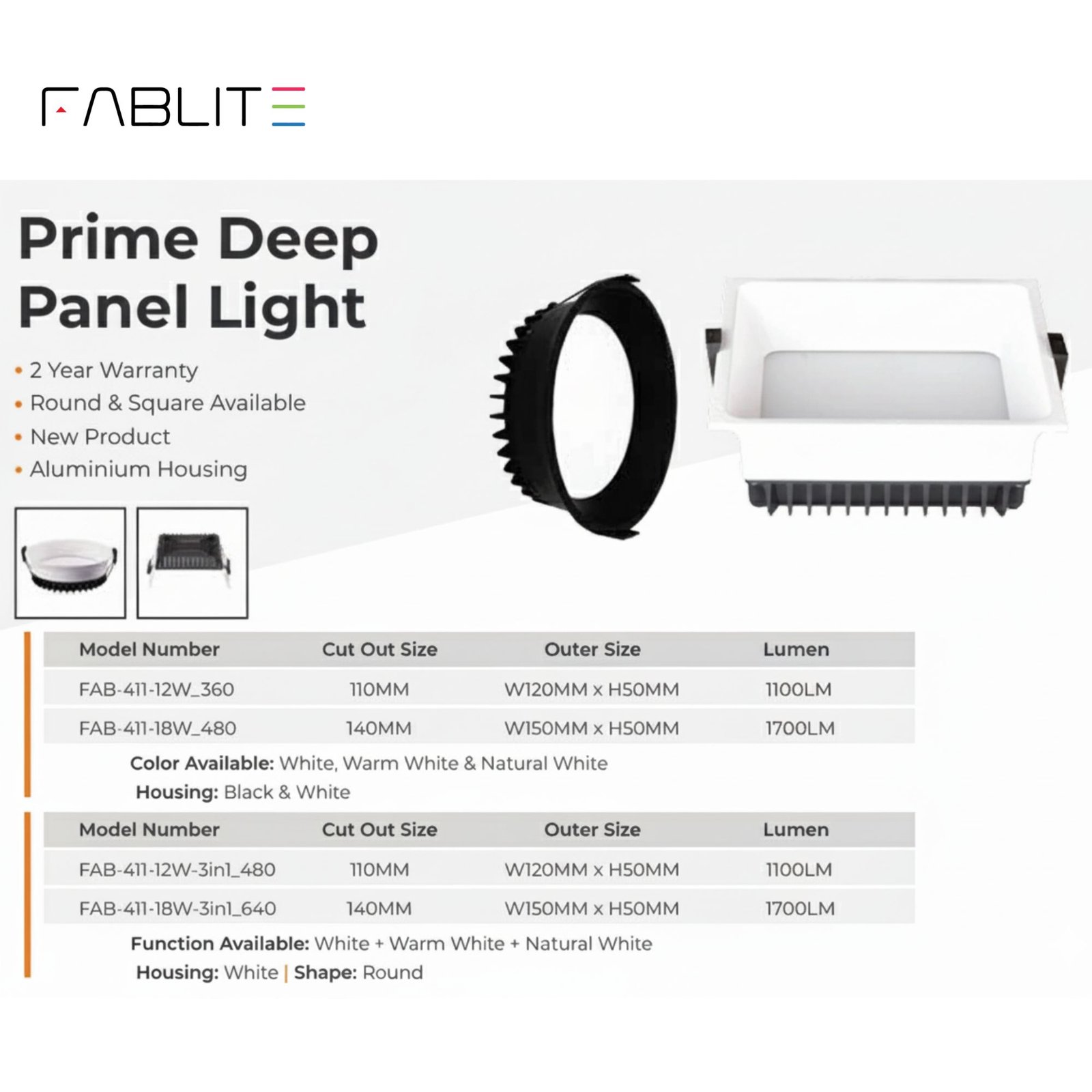 FABLITE PRIME DEEP PANEL LIGHT