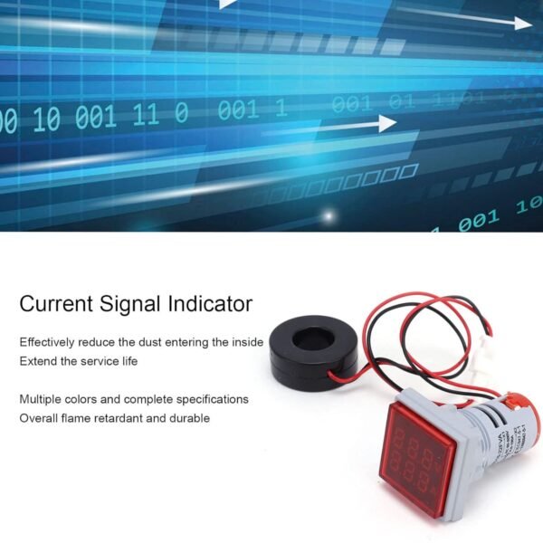 AC Digital Volt-Amp Meter 50V–500V, 0–100A (LED, Square)