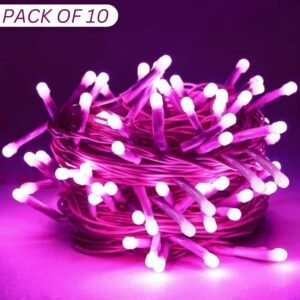 5mm Pink LED Decorative String Lights for Diwali, Christmas & Festive Decoration-15 Meter PACK OF 10