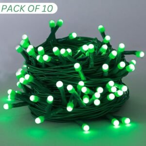 5mm Green LED Decorative String Lights for Diwali, Christmas & Festive Decoration 15 Meter PACK OF 10