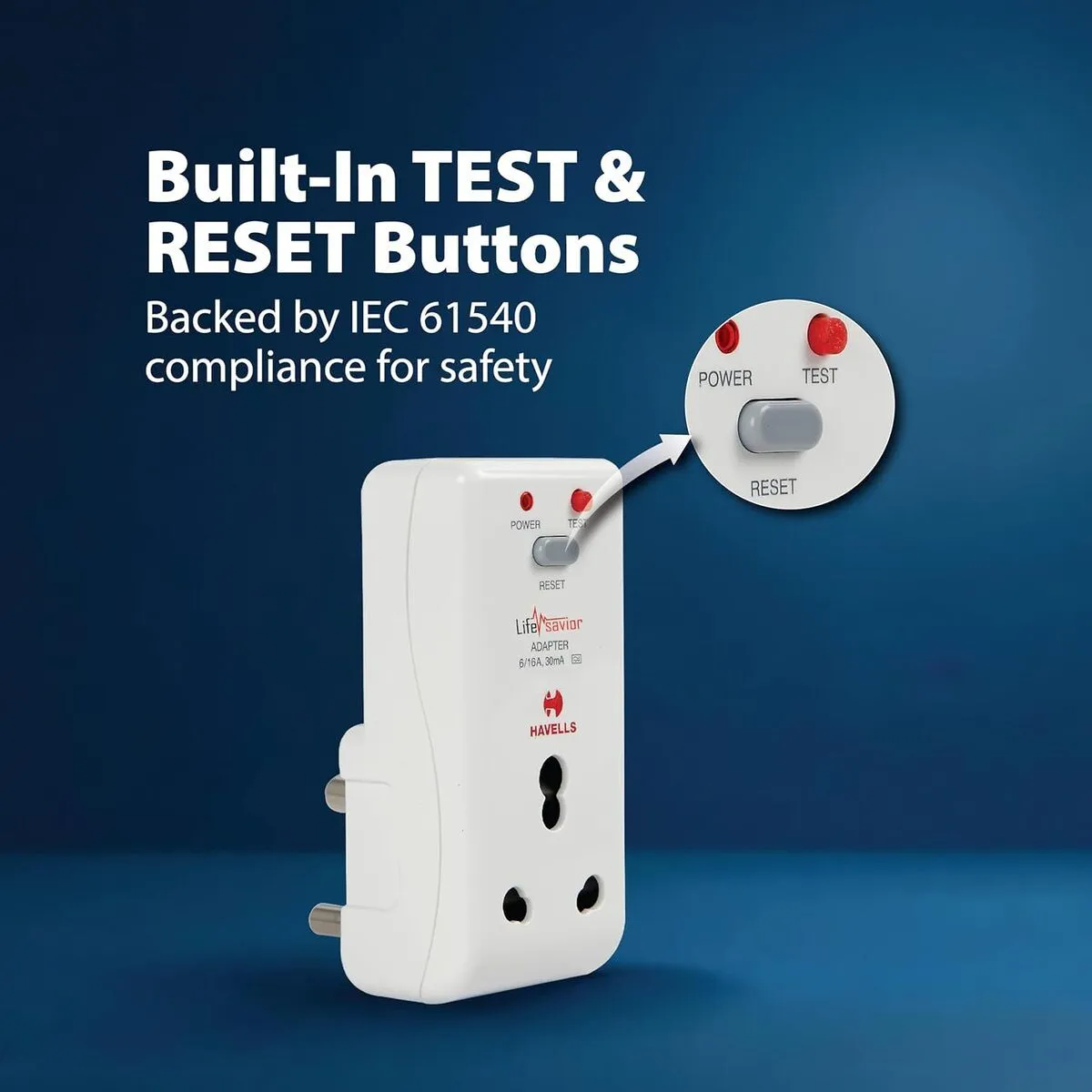 Havells Shocksafe 16 Amp 3 Pin Multi Plug (White)