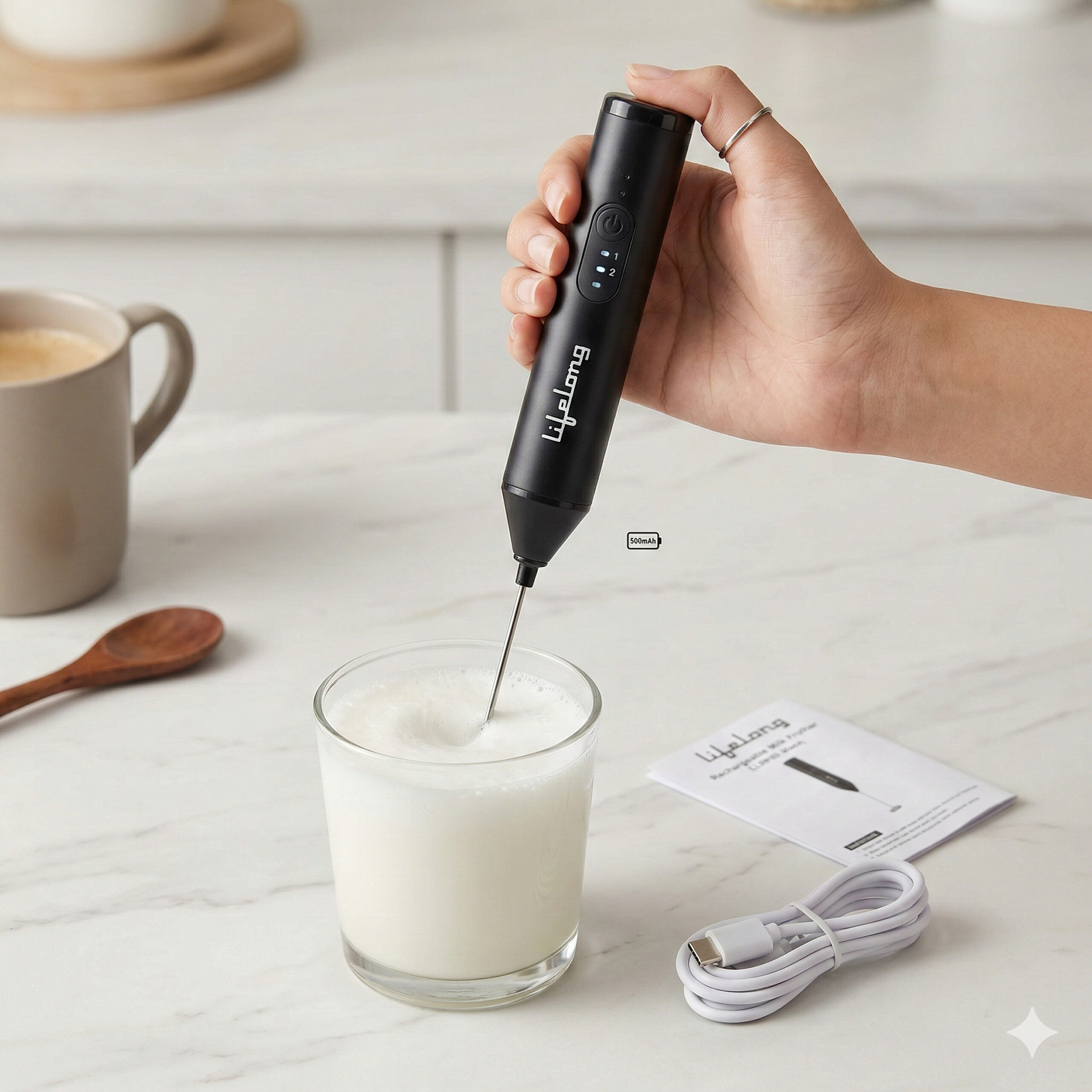 Lifelong Rechargeable Milk Frother | Black