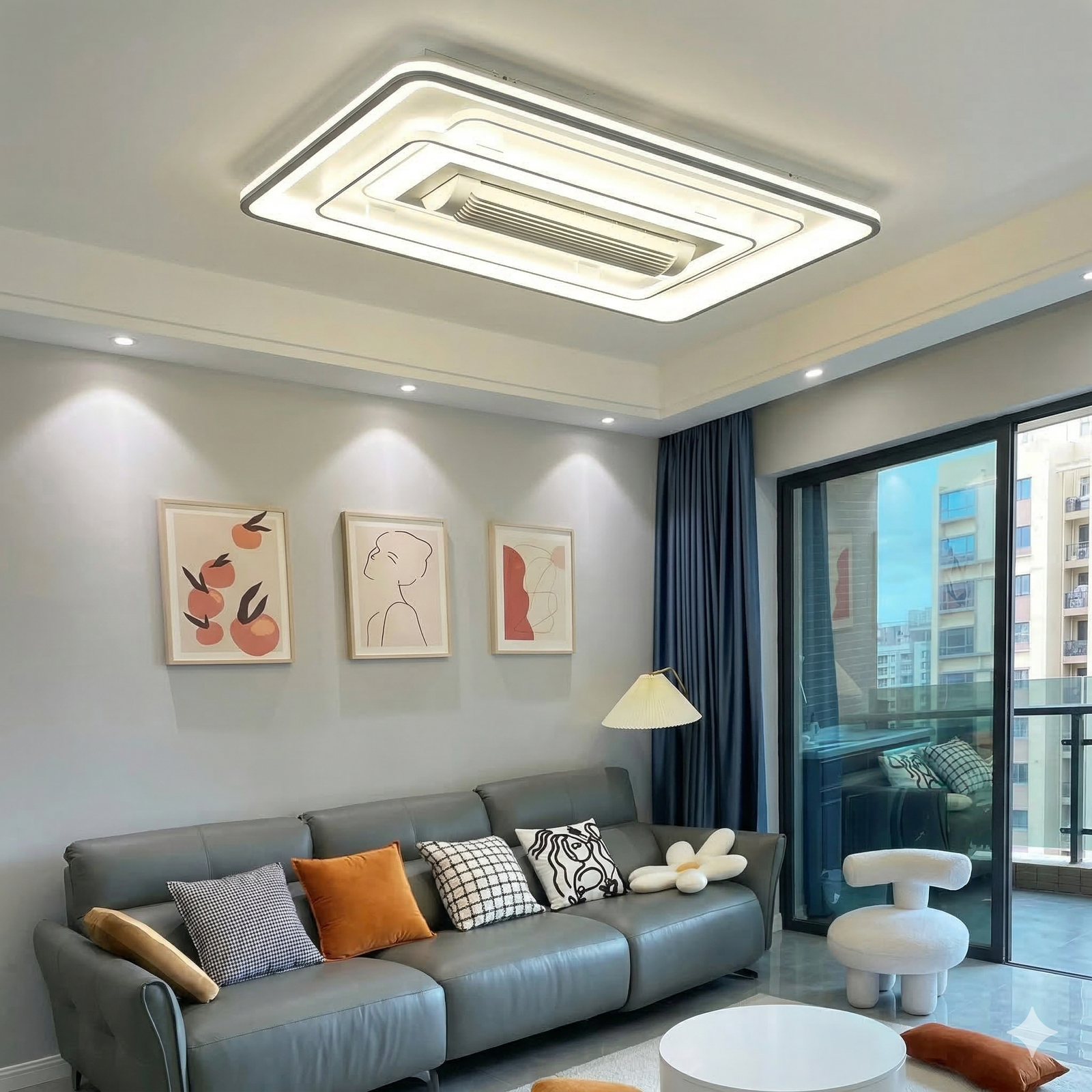 Modern Square Bladeless Ceiling Fan with Integrated LED Lighting ...